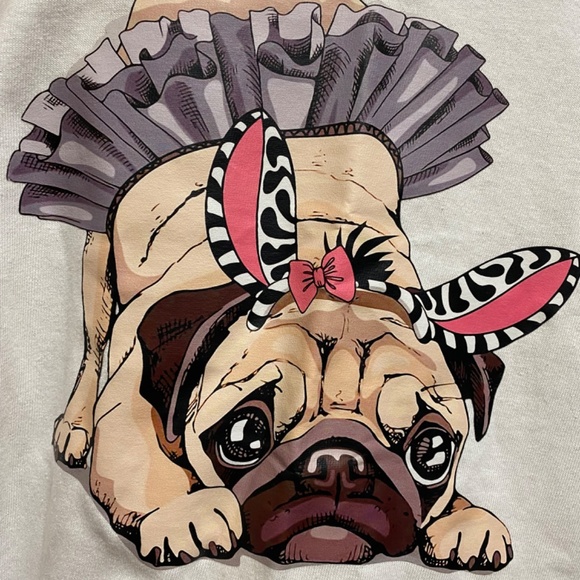 Women's Girl Adorable White Pug Dog Puppy T-Shirt - Picture 2 of 8